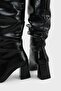 Women's Nova Bellows Heeled Boots - Black-Patent Leather - 5