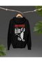 Yahya Sinwar Printed Oversize Hooded Sweatshirt Black White