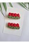 Ottoman Red Tulip Elegance Model Handmade Knitted 2-Piece Clip Buckle Hair Accessory (Suitable for All Age Groups) - 2