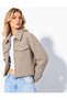 Women's Zipper Pocket Detailed Short Cashmere Jacket Stone