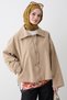 Beige Jacket with Lace-Up Collar and Buttons