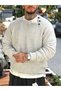 Giesto Buttoned Shoulder Crop Sweater Gray - 3