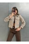 Women's Zipper Pocket Detailed Short Cashmere Jacket Stone - 2