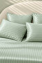 Cotton Satin 210 Tc(83 Threads) Striped Bed Sheet Set |   Green - 2