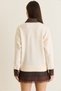 Women's Ecru Denim Garnished Polo Collar Button Detailed Oversize Knitwear Sweater Tk251099 60286683 - 7