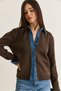 Women's Brown Denim Garnished Shirt Collar Buttoned Knitwear Cardigan Th261080 60286682 - 5