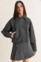 Women's Anthracite Lined Pocket Detailed Shirt Collar Short Cashmere Coat 8029 60286665