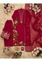 Deep Maroon Roman Silk Embroidered Three-Piece Suit Set - FFT9928 | Deep Maroon-Size:L-40-Inches - 3
