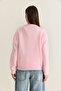 Women's Powder Pink Soft Textured Floral Pattern Embroidered Knitwear Sweater 251085 60284089 - 8