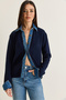 Women's Navy Blue Denim Garnished Shirt Collar Buttoned Knitwear Cardigan Th261080 60286682 - 2