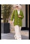 Women's Diamond Patterned V-Neck Buttoned Oversize Long Sleeve Knitwear Cardigan - 3