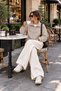 Women's Micro Plaid Patterned Lined Stand Collar Zippered Lace-Up Oversize Bomber Jacket - 4