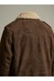 15300 Brown Nubuck Men's Coat with Fur Collar - 6