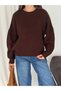 Women's Rice Knit Crew Neck Drop Shoulder Oversize Long Sleeve Basic Knitwear Sweater - 4