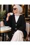 Women's Diamond Patterned V-Neck Buttoned Oversize Long Sleeve Knitwear Cardigan - 6