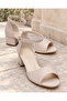 Beige Ankle Strap Open Toe Low Thick Heeled Stylish Evening Dress Wedding Shoes - 8