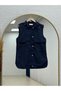 Kamergül Covered Vest with Drawstring Detail-En2249 Navy Blue