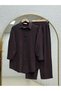Hümanur Washable Mini Buttoned Trousers Suit-Ey038 Brown - 2