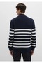M0710131 Striped Semi-Zipper Sweater Sweatshirt Men's Sweatshirt Dark Blue - 5