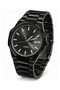 Men's Wristwatch Black Steel Case and Band Anthracite Dial Quartz with Calendar 3 Atm