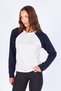 Women's Navy Blue Crew Neck Blouse with Colored Sleeves - 3
