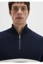 M0710131 Striped Semi-Zipper Sweater Sweatshirt Men's Sweatshirt Dark Blue - 6