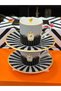 Black Porcelain Coffee Cup Set with Bird Figures for Two People - 6