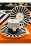 Black Porcelain Coffee Cup Set with Bird Figures for Two People - 4