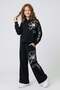 9-14 Years Old Girls' Hooded Let It Be Three Thread Tracksuit Set Black