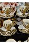 6 Persons Hand Painted Black Color Porcelain Coffee Cup Set 90 ml - 3