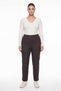 Women's Brown Winter High-Waisted Pants with Stone Details on the Waist and Stone and Accessory Details on the Cuffs