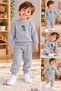 Boys' Ribbed Dinosaur Printed 2-Piece Tracksuit Set – Trendy and Comfortable Combination - 2