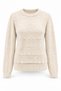 Women's Ecru Knitted Patterned Soft Textured Soft Touch Knitwear Sweater
