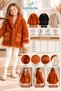Girl's Plush Coat Teddy Boucle Curly Textured Quilted Lined Pocketed Buttoned Winter Jacket - 7