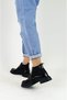 Black Color Elastic Buckle Women's Boots - 2