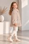 Girl's Plush Coat Teddy Boucle Curly Textured Quilted Lined Pocketed Buttoned Winter Jacket - 3