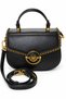 Black Oval Case Stylish Women's Hand and Shoulder Bag with Chain and Logo Detail - 6