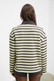 Muse Women's Striped Knitwear Polo Collar Regular Fit Yellow Sweatshirt - 5