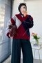 Premium V-Neck Diamond Pattern Knitwear Sweater - Burgundy - 4