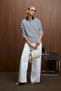 Muse Women's Striped Knitwear Polo Collar Regular Fit Navy Blue Sweatshirt - 3