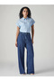 Women's Blue Loose Fit High Waist Baggy Fit Cinch Jeans Denim Trousers-004Dm-0016 - 4