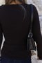 Black V-Neck Gathered Top - 4