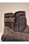 Snow Boots with Side Velcro, Non-Slip Sole, Heat Insulated, Soft Inner Lining, Kb-5002 Brown - 4