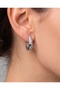 Satin Half Zircon Stone Curved Oval Hoop Steel Xuping Earrings - 2