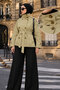 Belted and Buttoned Buttoned Stand Collar Short Trench Coat Tsd260339 Green - 2