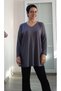 Smoked V-Neck Low Long-Sleeved Combed Viscose T-Shirt with Full Body Fit - 3