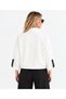 Women's Black and White Leather Look Zippered College Jacket - 1371-White - Standard Size - 2