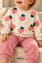 Baby Girl Set Strawberry Patterned Diamond Stone 2-Piece Top and Bottom Seasonal Set 6 9 12 18 Months - 4
