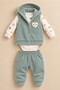 Baby Girl Set 3-Piece Set with Hooded Vest Seasonal Top and Bottom Set - 5