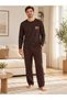 Men's Plaid Detailed Biskelet Collar Long Sleeve Cotton Pajama Set - 2
